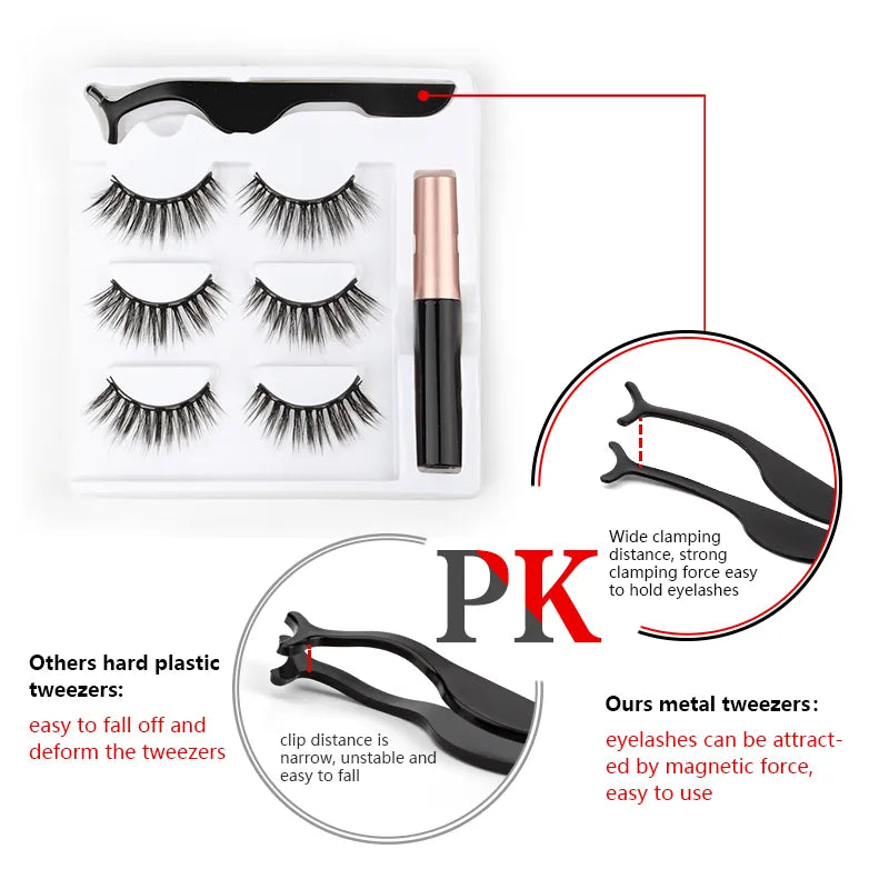 Magnetic Eyelashes 3D Mink Eyelashes Magnetic Eyeliner