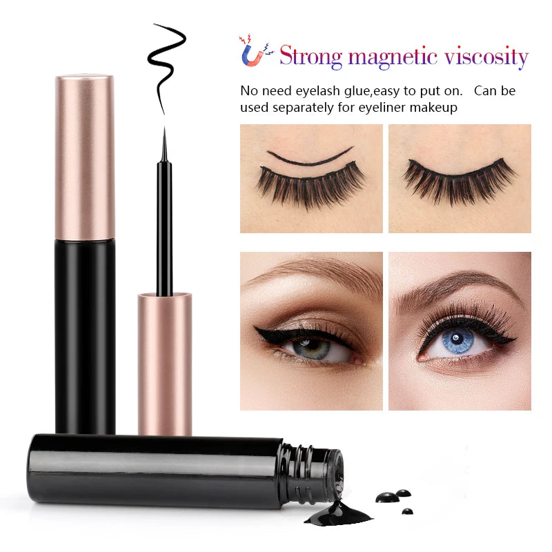 Magnetic Eyelashes 3D Mink Eyelashes Magnetic Eyeliner